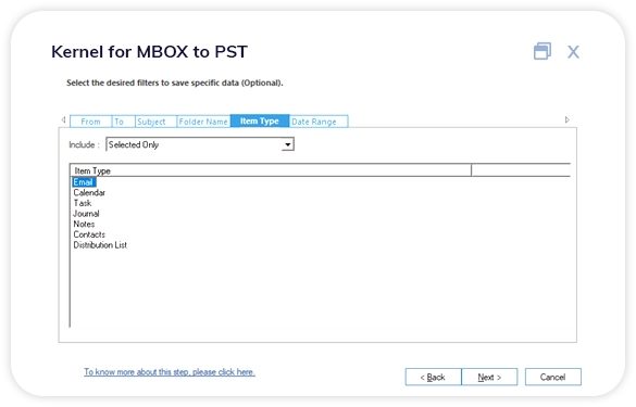 select and apply filter