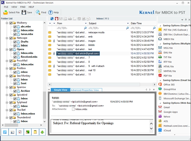 Convert unlimited mbox file for free